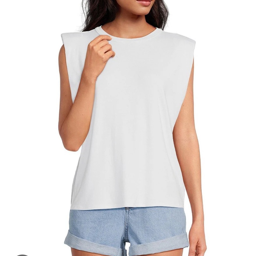 Gianni Bini Muscle Shoulder Pad Sleeveless Crew